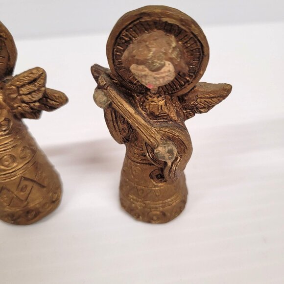 Gold Angels Hanging Instruments Lot 6 Italy Vintage 3 are 3'' & 3 are 3.75'' - Picture 7 of 14
